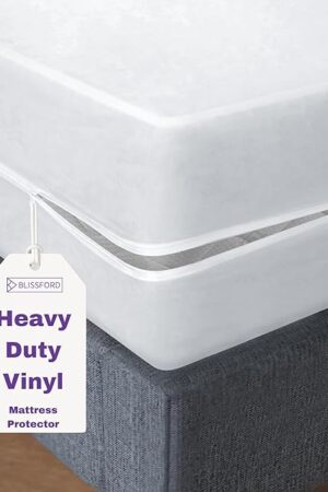 BLISSFORD Plastic Mattress Protector Zippered Full, Waterproof Vinyl Mattress Cover, Heavy Duty Noiseless Mattress Encasement
