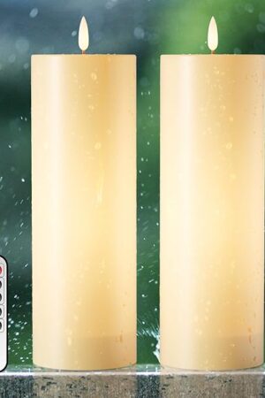 12" x 4" Large Flameless Candles with Remote & Timer, Waterproof Outdoor Battery Operated Candles LED Electric Flickering Flameless Pillar Candle for Patio Porch Lanterns Home Decor, 2 Pack