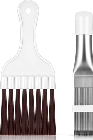 Boao Air Conditioner Condenser Fin Comb, Fin Cleaning Brush Air Conditioner Coil Cleaner Refrigerator Coil Cleaning Whisk Brush Evaporator Radiator Repair Tool(2 Pieces)