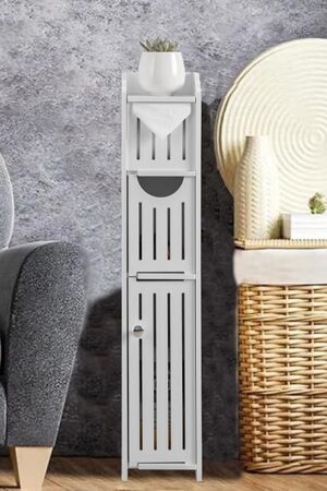 AOJEZOR Bathroom Storage Cabinet: Small Bathroom Storage Cabinet - Toilet Paper Holder Fit for Mega Roll,White