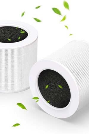 2 Pack Replacement Filters for LEVOIT Core Mini Air Purifier, High-Efficiency Activated Carbon, 3-in-1 HEPA, Part Core Mini-RF