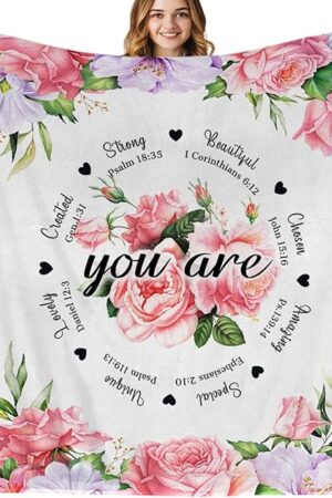Christian Birthday Gifts for Women Friends Blanket 60"x50",Unique Inspirational Religious Catholic Spiritual & Baptism Comformation Gifts for Girl Godmother Mom Sister