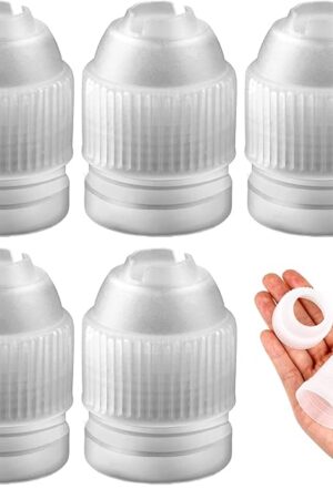 6 Pieces Plastic Couplers of Large Size, Standard Couplers Base Diameter 1.42" Height 2.05" Easy Switching, for Piping Tip White Pastry Bag Coupler for Cake Decorating Icing Nozzles