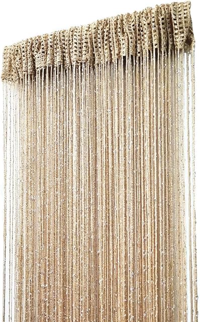 ave split Decorative Door String Curtain Wall Panel Fringe Window Room Divider Blind Divider Tassel Screen Home 100x200centimeter (Champagne18)