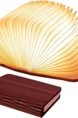 Vergissm Wooden Book Light, 3 Colors Folding Book Lamp, LED Book Light Rechargeable Foldable Paper Lamp for Home Decor Birthday Gifts
