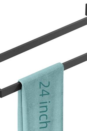Bathroom Towel Bar,24 Inch Towel Racks for Bathroom Wall Mounted,Stainless Steel Towel Rail Hanger for Wall,Matte Black Towel Holder for Wall, Kitchen(2 Pack)