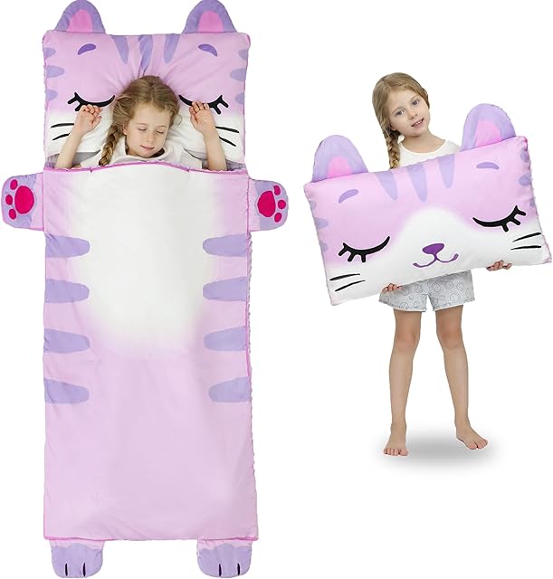 Wizland Sleeping Bag for Kid-Thick Cut Flannel School Mat for Boys and Girls Kindergarten Portable Nap Mats Super Soft, Warm, Cozy, 5.5 Pounds Thickened, 61.8"×28.3" Kid Gift for 3 4 5 6 7 8 9
