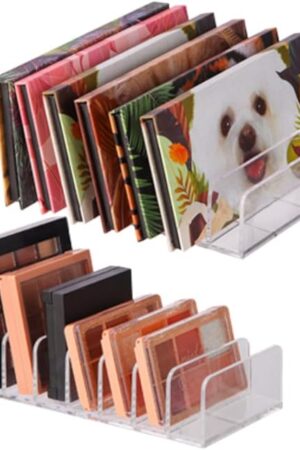 2 Pcs Eyeshadow Palette Organizer Use for Bathroom Countertops, Wardrobe, Shelf, Drawer, Sunglasses, Wallet, Contour Kit (Cosmetic Storage Box Small&Large) Makeup (Clear), 7.08x5.12x1.97 in