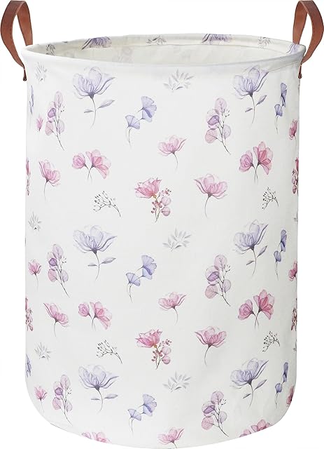 19.7’’ Waterproof Foldable Laundry Basket,Baby Girls Nursery Hamper,Dirty Clothes Hamper for Boys and Girls,Kids Toys/Books Bins, Gift Baskets, Room Decor(Watercolor Flower)
