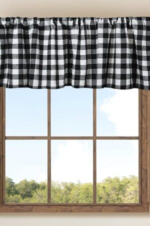 2 Pack Buffalo Check Plaid Window Valances White and Black Farmhouse Design Window Treatment Decor Curtains Rod Pocket Valances for Kitchen/Living Room 16" x 56"