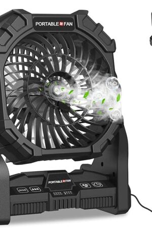 30000mAh Portable Misting Fan & Power Bank - 18H Camping Fan with RGB Lights, 250mL Tank, Hanging Hook, USB Output for Indoor Outdoor Cooling