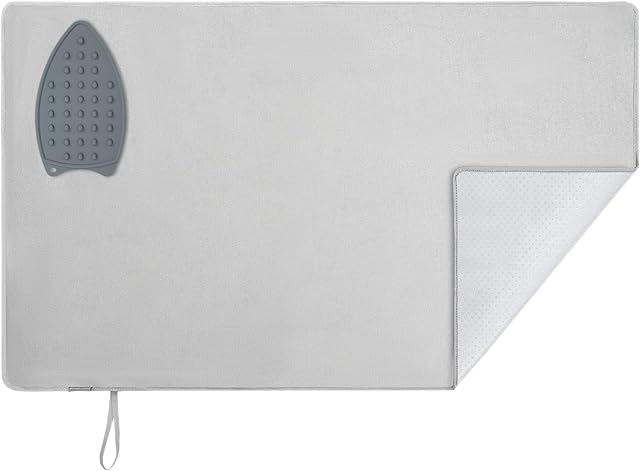 STORAGE MANIAC Iron Mat Blanket, Travel Ironing Pad with Silicone Iron Holder, Fabric Ironing Board for Top of Tabletop, Iron Sheet with Coating, Scorch Resistant, 27.5" x 47.2", Thick & Large