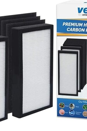 Veva HEPA Filter E Replacement (2 Pack) Compatible with Germ Guardian Air Purifier AC4100 / FLT4100. Pack of 2 HEPA Filters / 6 Carbon Pre-Filters.
