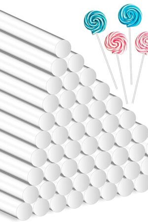 100 PCS 6-Inch Acrylic Lollipop Sticks, Catcan Clear Cake Topper Cake Pop Sticks for Cupcake Toppers, Candy, Dessert