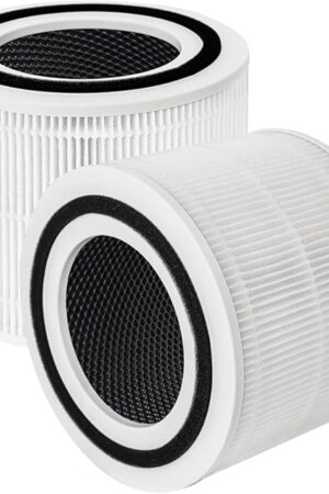 Core 300 Replacement Filter Compatible for LEVOIT Core 300 and Core 300S Air Purifier, Core 300-RF, 3-in-1 H13 True HEPA, Activated Carbon Filtration System, 2 Pack, White