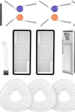 16 Pcs Replacement Accessories kit for Narwal Freo Pro Robot Vacuum Cleaner, 1 Main Roller Brush, 2 Dust Bags, 2 Hepa Filters, 4 Mop Pads, 6 Side Brush, 1 Clean Tool