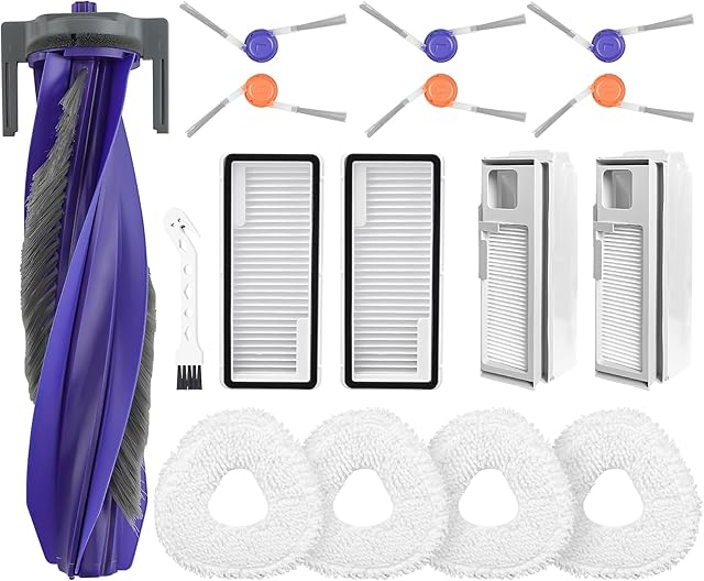 16 Pcs Replacement Accessories kit for Narwal Freo Pro Robot Vacuum Cleaner, 1 Main Roller Brush, 2 Dust Bags, 2 Hepa Filters, 4 Mop Pads, 6 Side Brush, 1 Clean Tool