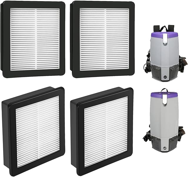 4 PACK 107315 HEPA Vacuum Filter for Proteam Super Coach Pro 6, Pro 10, FS 6 & GoFree Flex Pro Backpack Vacuums, Washable & Reusable Filter Vacuum Parts for Proteam