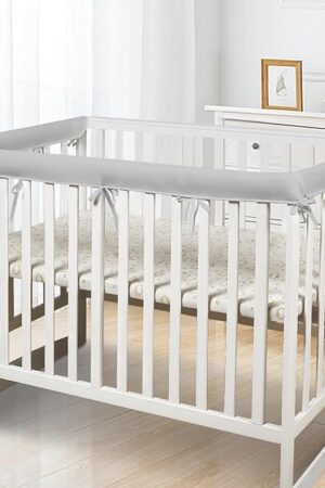 3 in 1 Crib Rail Covers for Teething,Soft Breathable Anti-Collision Crib Teething Rail Cover Edge Protector Strip（2025 New）