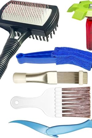 6-Piece Air Conditioner Fin Cleaning Kit HVAC Coil Cleaning Tool Set with Fin Comb Straightener Dual-Sided Microfiber Brushes Deep Cleaning Maintenance for AC Radiator, Vents, Evaporator Coils