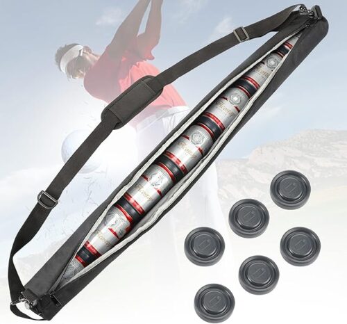 Upgraded Golf Beer Sleeve with 6 Ice Pucks-7 Cans Beer Cooler Sleeves for Golf Bags, Ideal Men's Gift for Father's Day