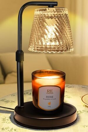 Candle Warmer Lamp with Timer Dimmable - Adjustable Electric Wax Melt Warmer Large Scented Jar Candles Lights, Birthday Gifts for Women, House Warming Gifts New Home Living Room Vintage Decor, Black