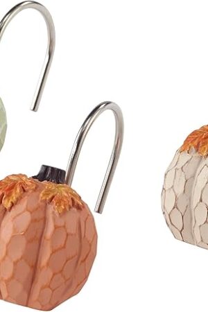 Avanti Linens - Shower Curtain Hooks, Fall Home Decor, Set of 12 (Grateful Patch Collection)