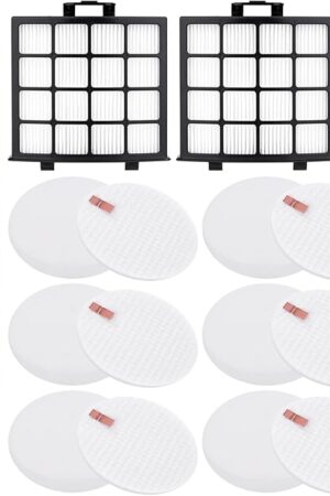 AZ2000 Filter Replacement for Shark Vertex DuoClean PowerFins AZ2002 AZ2000 AZ2000W AZ2001AMZ Upright Vacuum, Part #1483FC2000 XHFAZ2000 XFFKAZ2000, 1 Brushroll, 2 HEPA + 6 Foam Felt Filters