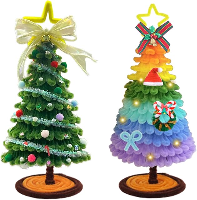 The Christmas Crafts for Kids - Small Christmas Tree, Christmas Stocking Stuffers for Kids, Pipe Cleaners, Christmas Gifts for Adults, Christmas Decorations Home Ornaments Party Favor Family Activities
