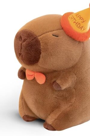 Cute Happy Birthday Capybara Plush Soft Capybara Birthday Stuffed Animal Kawaii Capibaras Peluches Stuffed Toys Gift for Kids 13 inch