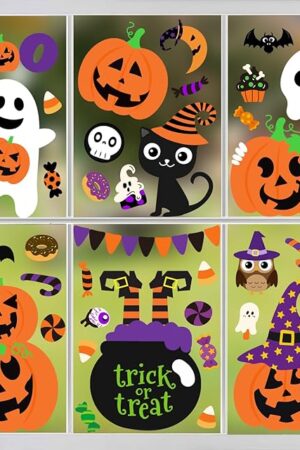 6 Pcs Window Clings - Halloween Decorations With Cute Pumpkin Ghost Stickers and Decals for Party