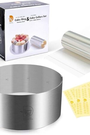 Cake Mold and Acetate Sheets for Baking, 6 to12 Inches Adjustable Stainless Steel Cake Ring, 5.5 x 394 inch Mousse Cake Sheets, Cake Collar Cake Mousse Mould, Cake Baking Cake Decor set