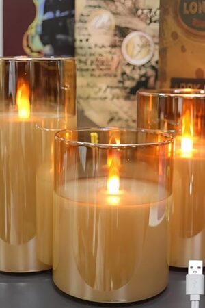 200 Hours Rechargeable Flickering Flameless Candles, Rechargeable Battery LED Glass Pillar Candle with Remote and Timer, Real Wax Warm Color for Halloween Christmas Festival Wedding Home Party Decor
