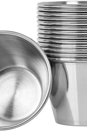 Artcome 14 Pack Stainless Steel Condiment Sauce Cups Great for Dipping and Portion Cups, 2.5 oz
