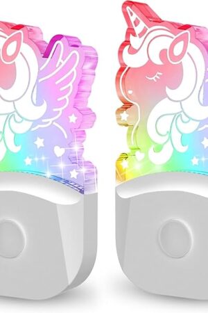Cute Night Light for Kids [2 Pack], Plug in Night Light, 8 Color Changing Baby Night Light with Dusk to Dawn Sensor, Nightlights for Children, LED Night Lights for Kids Girls Bedroom, Gifts for Girls