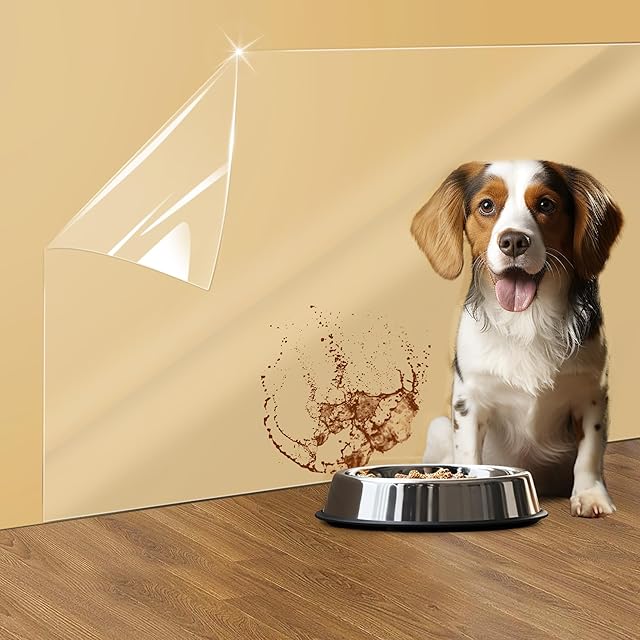 Clear Wall Protector, Non Adhesive Static Cling Removable Contact Paper, Plastic Stickers for Kitchen & Office from Trash, Chair Back, Wallpaper, Furniture, Door Scratch Dog Cat 6.6ft