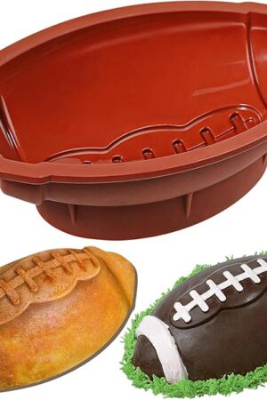 Webake Football Cake Pan 11 Inch Nonstick Football Shaped Silicone Mold for Baking, 3D Breakable Chocolate Mold, Sports-Themed Party