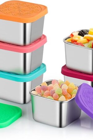 6Pack 6oz Snack Containers for Kids with Silicone Lids Sauce Cups Salad Dressing Containers for Lunch Box