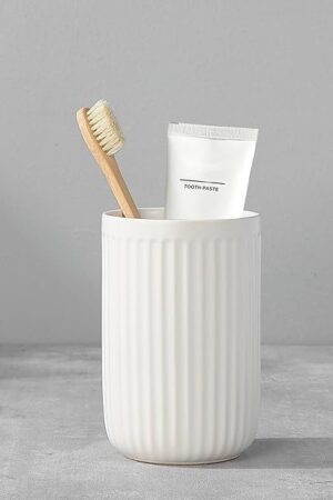 White Toothbrush Holders for Bathrooms - 1 Cups Ceramic Toothbrush Toothpaste Holders, White Bathroom Tumbler Cups Reusable Toothbrush Mouthwash Cup, Bathroom Counter Organizer.