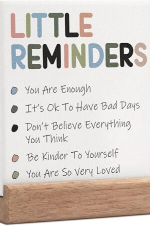 Encouragement Gifts for Women Little Reminders Desk Sign - Mental Health Gifts Dorm Decor for College Girls Positive Gifts Inspirational Decor Motivational Plaque Cheer Up Presents Uplifting Gifts