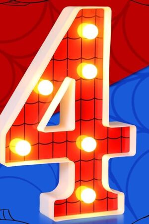 VIHOSE Spider LED Number Lights Spider Birthday Party Decoration Light up Numbers Kids Boy Man Birthday Supplies for Marquee Night Christmas Gift Baby Shower(Number 4)