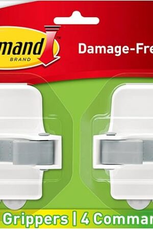 Command Broom and Mop Grippers, 2 Hangers and 4 Command Strips, Damage-Free Hanging Wall Mount Broom and Mop Holder, Household Cleaning Organizer for Organization and Storage, Holds up to 4 lb