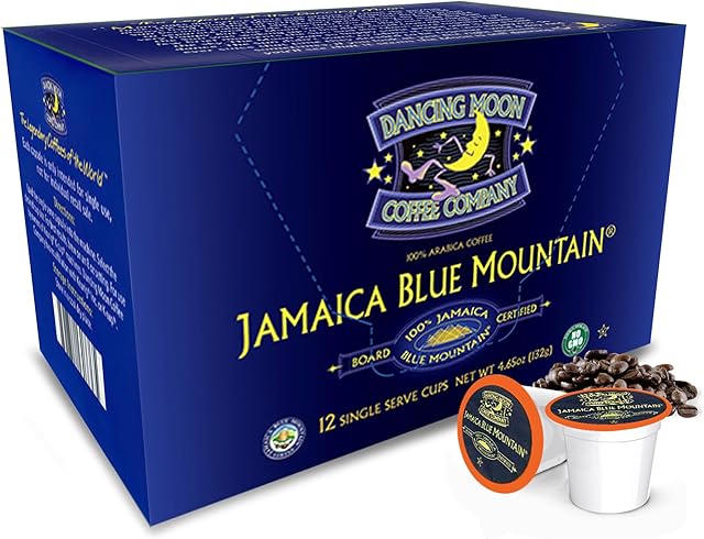 Dancing Moon Brand, 100% Pure Jamaica Blue Mountain Coffee Pods - for Keurig KCup Brewers, Medium Roast