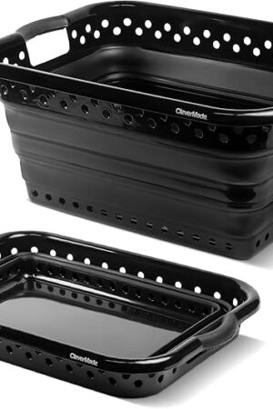 CleverMade Collapsible Laundry Basket, 39L/9 Gallon, Foldable Storage Container, Black