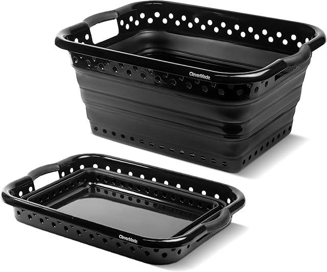 CleverMade Collapsible Laundry Basket, 39L/9 Gallon, Foldable Storage Container, Black
