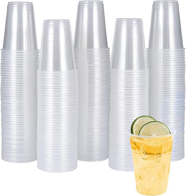 7oz Plastic Cups, 300 Pack, Disposable Clear Party Tumblers | for Home & Events | Suitable for Samples | Small Transparent Cups | for School & Office | Commercial Use