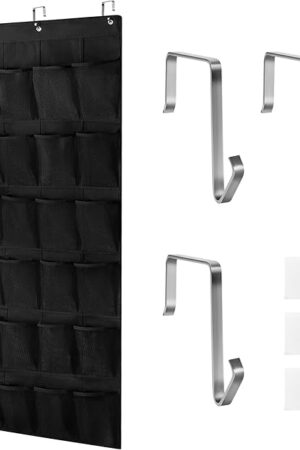 24 Large Pockets Upgraded Over the Door Shoe Organizer, Enhanced Hanging Solution Holder Closets, Shoe Cabinets for Everyone