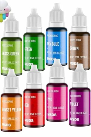 12 Color Cake Food Coloring Set, Food Grade Vibrant Food Color Liquid Dye Tasteless for Baking, Icing, Easter Egg, Fondant, Cooking, Slime Making DIY Supplies Kit - .35 Fl. Oz (10 ml) Bottles