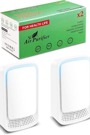 VGY Plug In Air Purifier (2 Pack) – Ionizer Air Purifier, Quiet Negative Ion Air Purifiers, Portable Air Filter Odor for Home, Bedroom, Office, kitchen, Pet Room, White