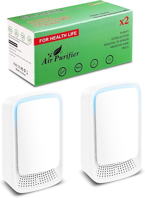VGY Plug In Air Purifier (2 Pack) – Ionizer Air Purifier, Quiet Negative Ion Air Purifiers, Portable Air Filter Odor for Home, Bedroom, Office, kitchen, Pet Room, White